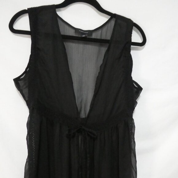 ATMOSPHERE | large | Black Sheer Sleeveless Nightgown With Tie Waist - Picture 6 of 16
